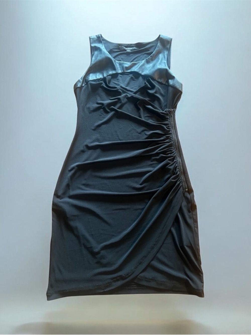 Guess size M Sleek Black Ruched Sheath Dress